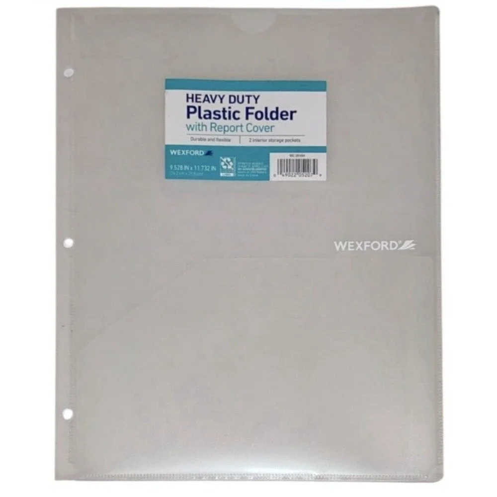 5x Wexford Heavy Duty 2 Pocket Plastic Folders w/ Report Cover 9.5x11